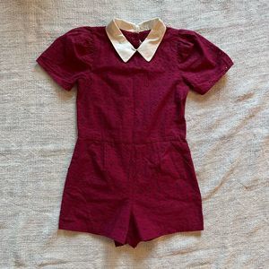 Janie and Jack Maroon Eyelet Romper